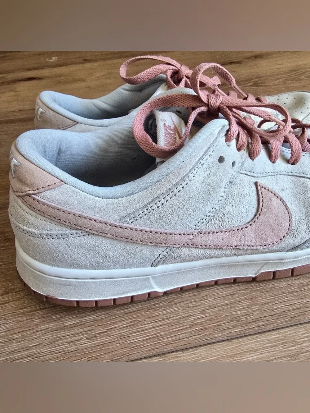 Nike Dunk Low Pink White Size 13 Men Sneakers Suede Leather Fossil Rose